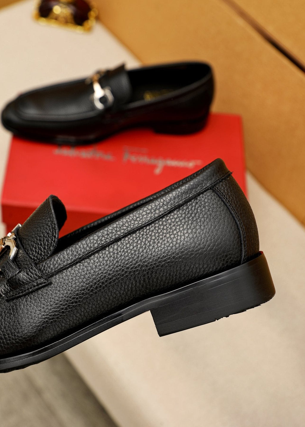 Black Pebble-Textured Bit Loafers — side