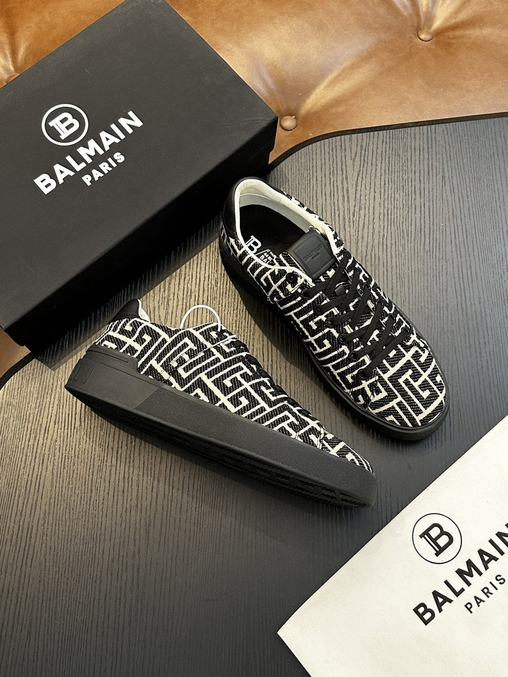 Balmain B-Skate Low-Top Sneakers — side