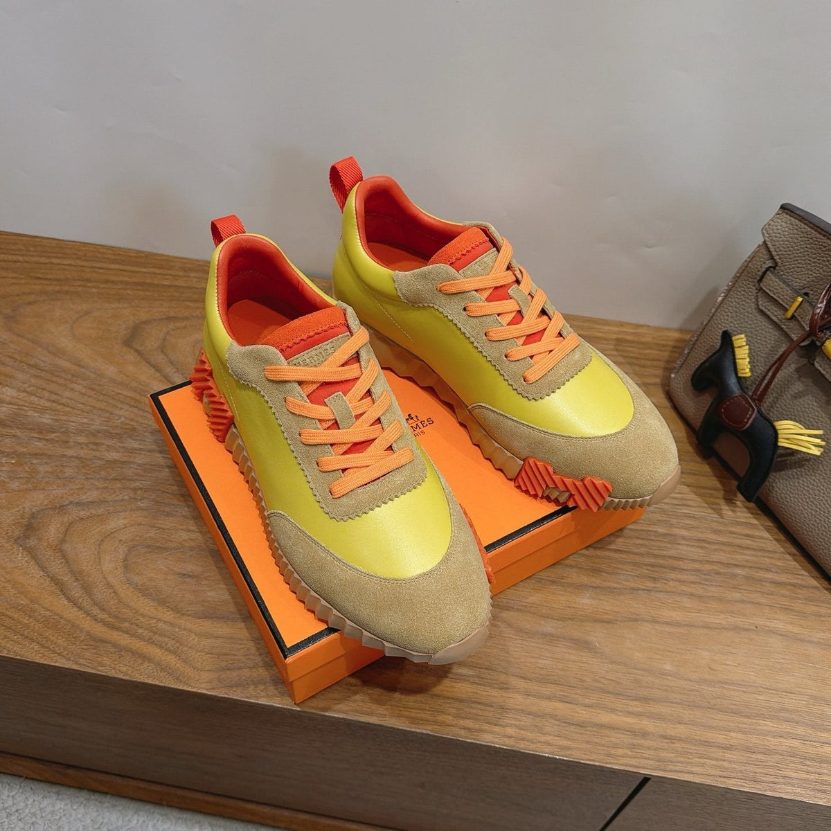 Hermès Color-Block Lace-Up Sneakers — side