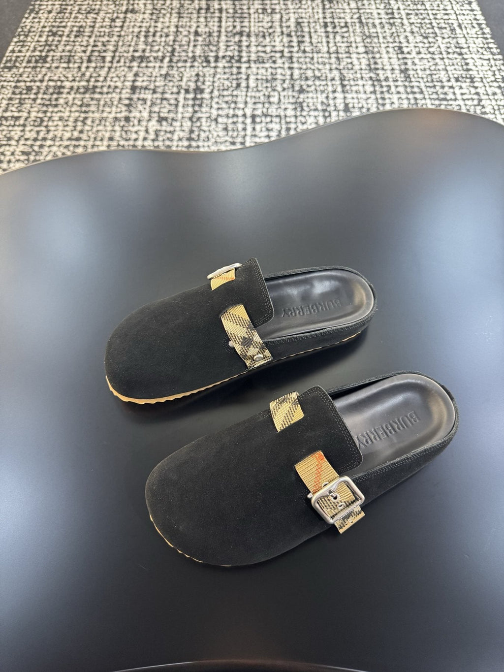 Burberry Men's Adjustable Buckle Slide Sandals — front