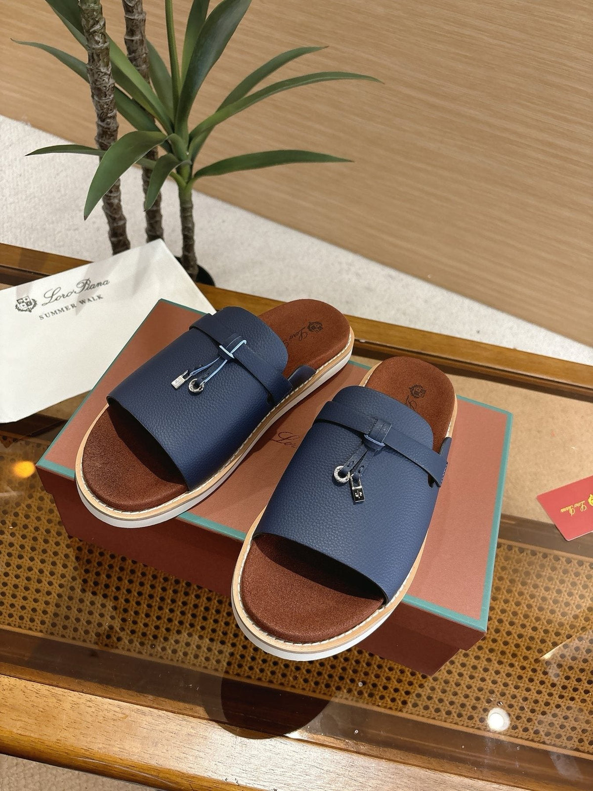 Loro Piana Textured Leather Mule Sandals — front