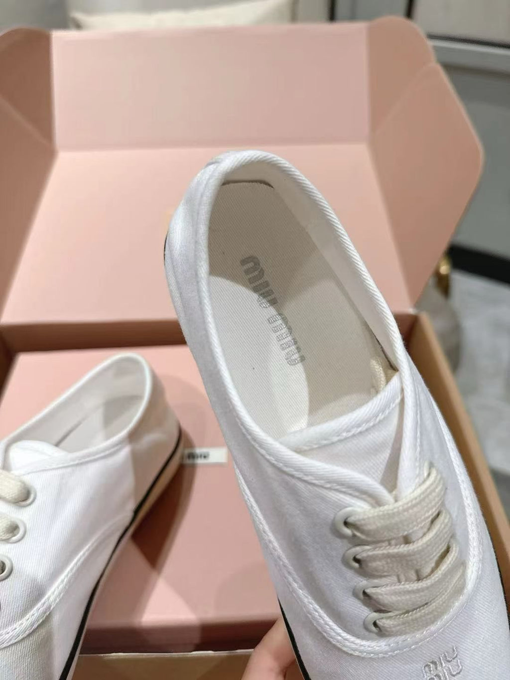 Miu Miu Low-Top Canvas Sneakers — back