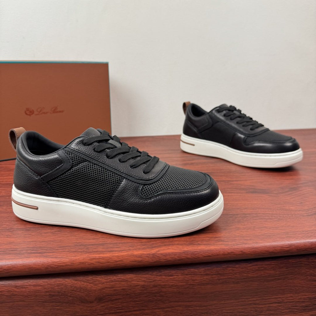 Loro Piana Textured Leather Mesh Low-Top Sneakers — hero