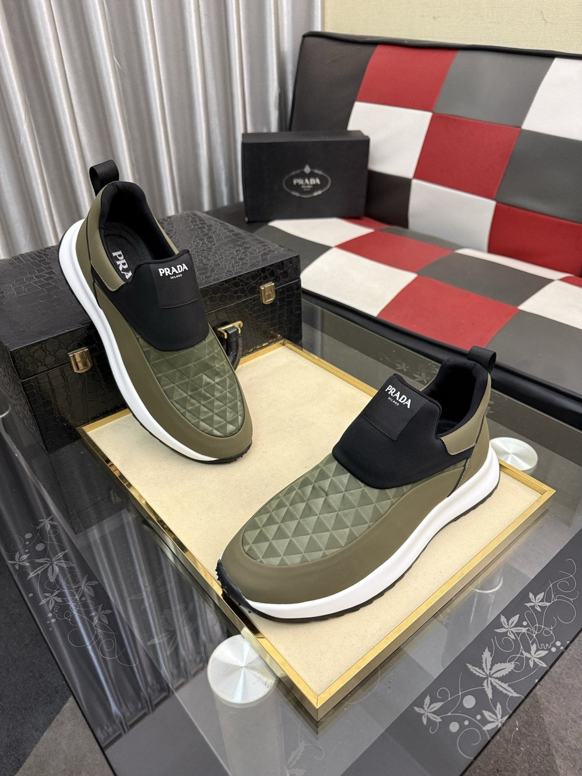 Prada Textured Slip-On Sneakers — front